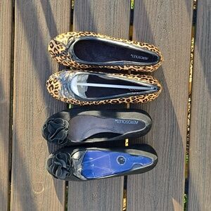 Two Brand New Ballet Flats One Animal Print One Black Leather Both Size 8.5 M